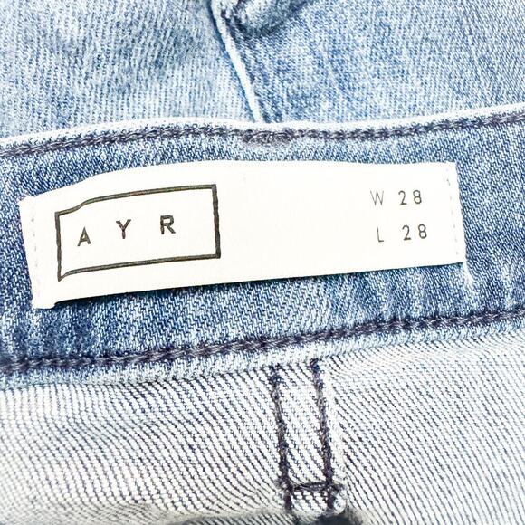 AYR The Riser Neon Jupiter Raw Hem Denim Jeans Medium Wash Size 28 x 28 - Picture 6 of 10